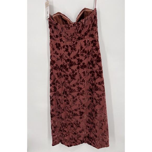 NWT Revelry Mona Floral Burnout Velvet Dress Terracotta Petite Maxi 18 Wedding - Picture 5 of 10